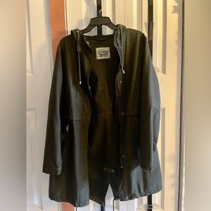 Levi Strauss & Co. Army Green Jacket with hood (Medium). Big pockets, mid length